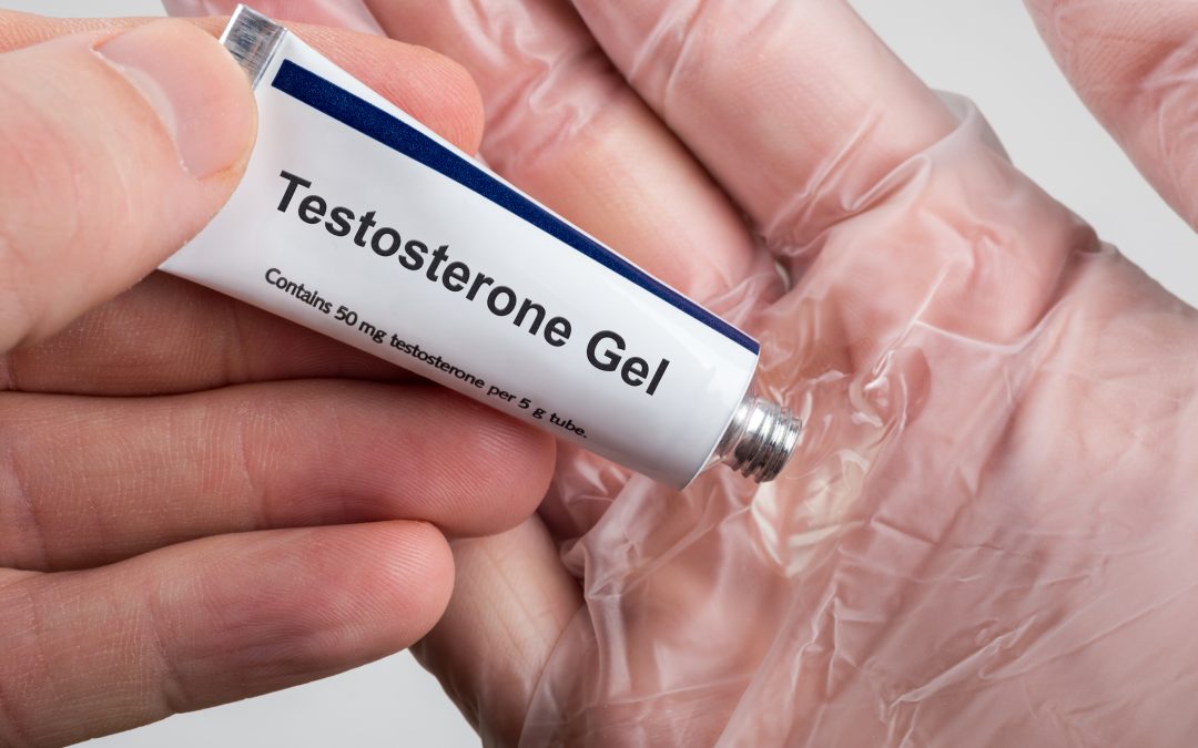Testosterone Replacement Therapy (TRT) using testosterone gel. Hypogonadism concept.